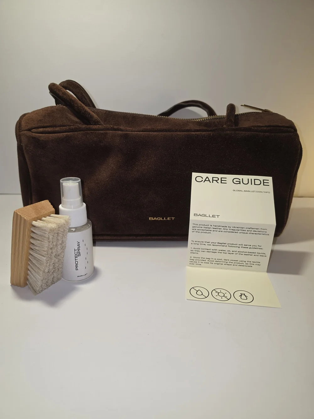 BAGLLET BG203 Brown Emilia Italian Suede Shoulder Bag Ukrainian Designer - Picture 14 of 14